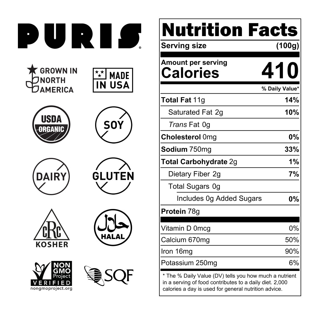 PURIS Organic Pea Protein Isolate - Bulk Weight Bags (40 lbs+)