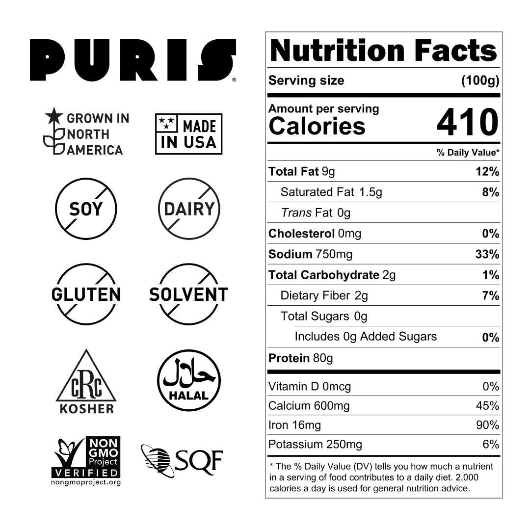 PURIS Non-GMO Pea Protein Isolate - Bulk Bags (40 lbs+)