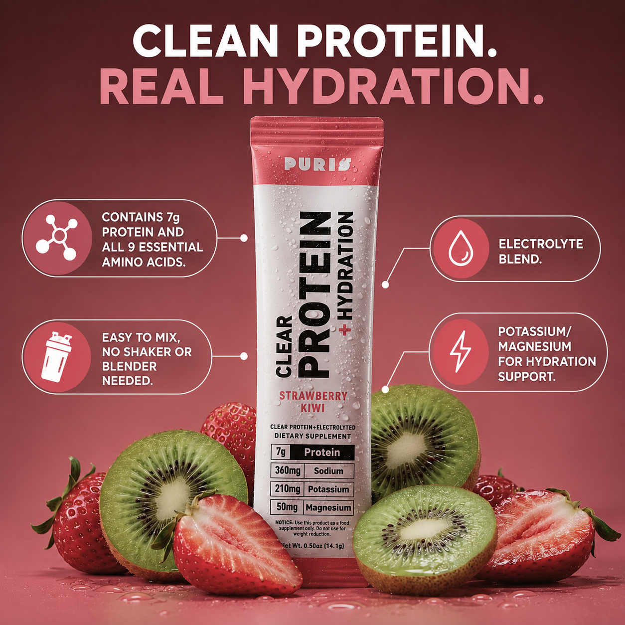 Clear Protein + Electrolytes Powder Packets