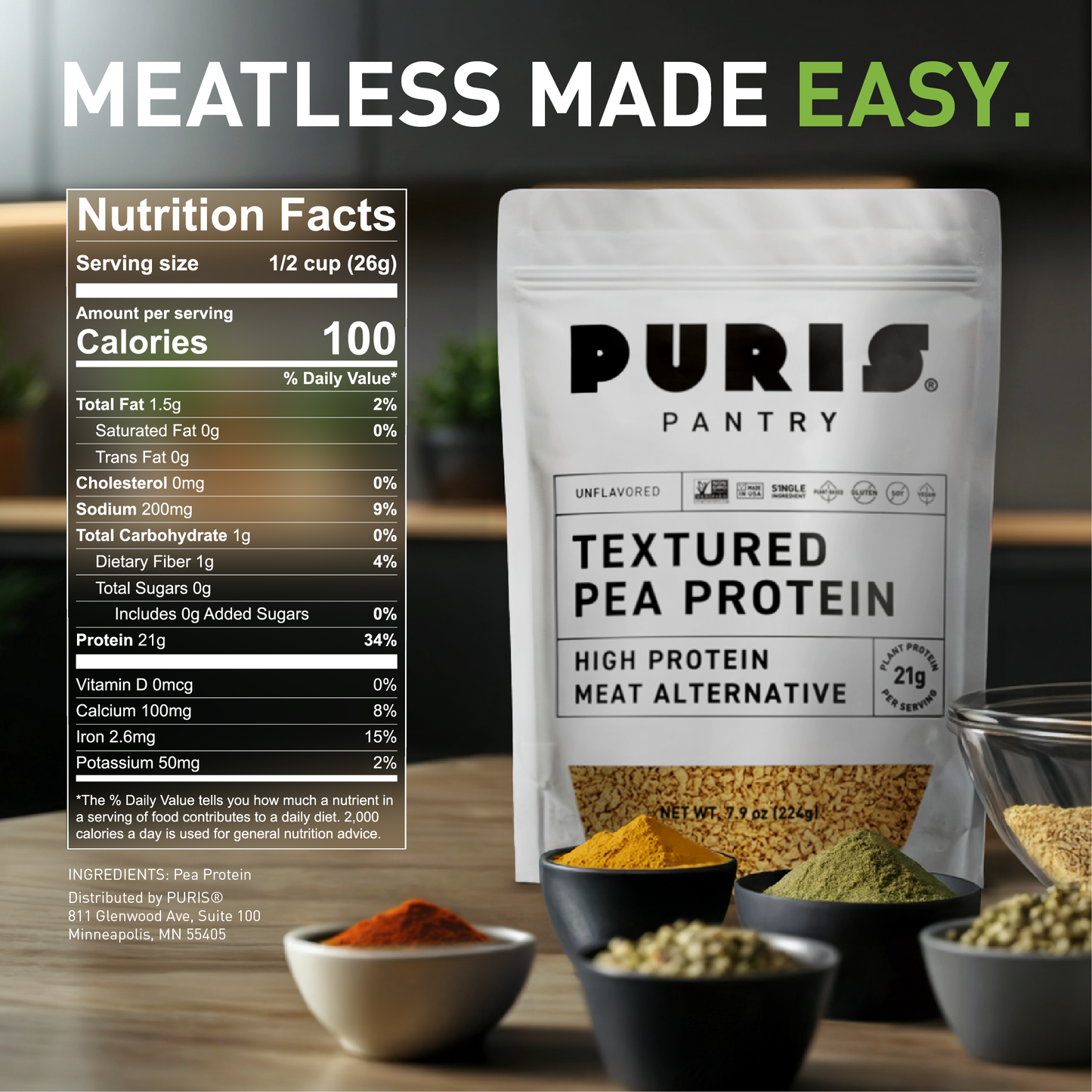 PURIS Non-GMO Textured Pea Protein
